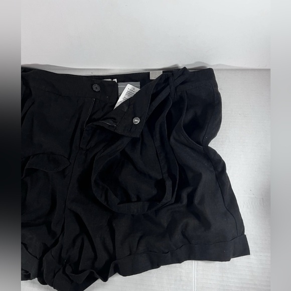 Torrid shorts Women Size 20 Linen Black front Tie Belted - Picture 1 of 9